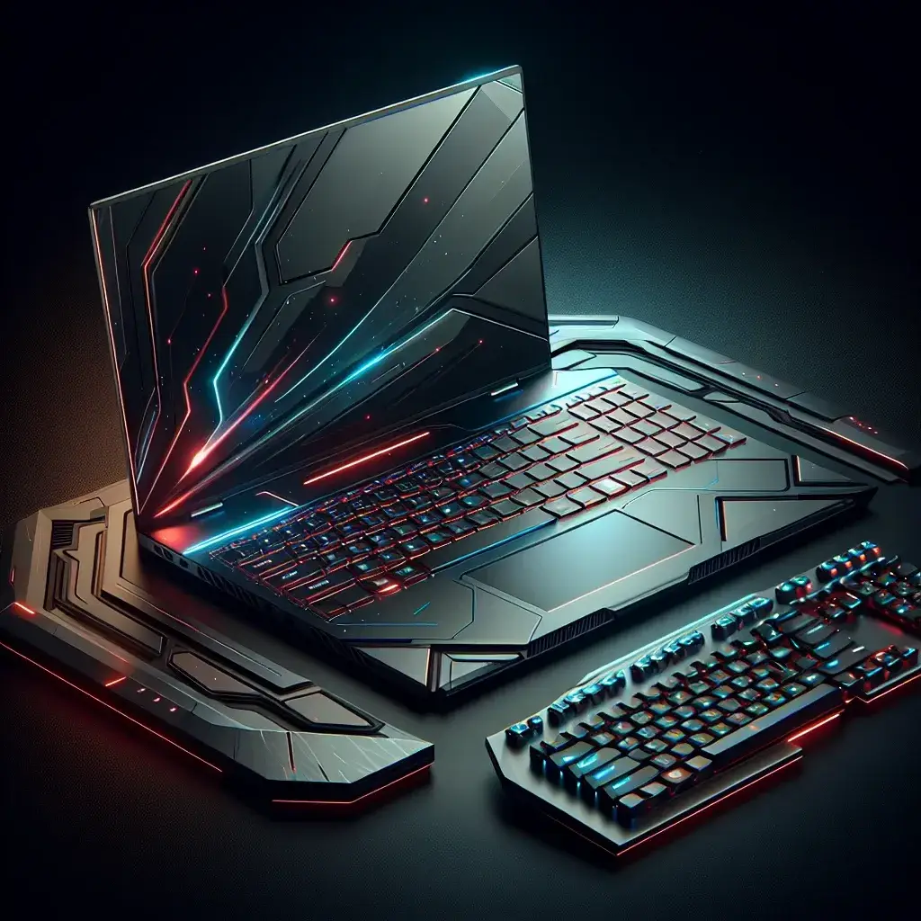"Notebok gamer Lenovo com teclado destacável, exibindo design moderno e elegante, ideal para jogos e produtividade"