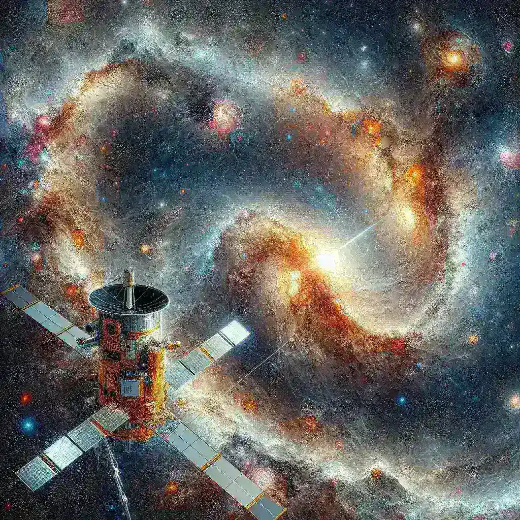 "Imagens 8K capturadas por satélite chinês no espaço profundo, mostrando detalhes impressionantes de galáxias e nebulosas."